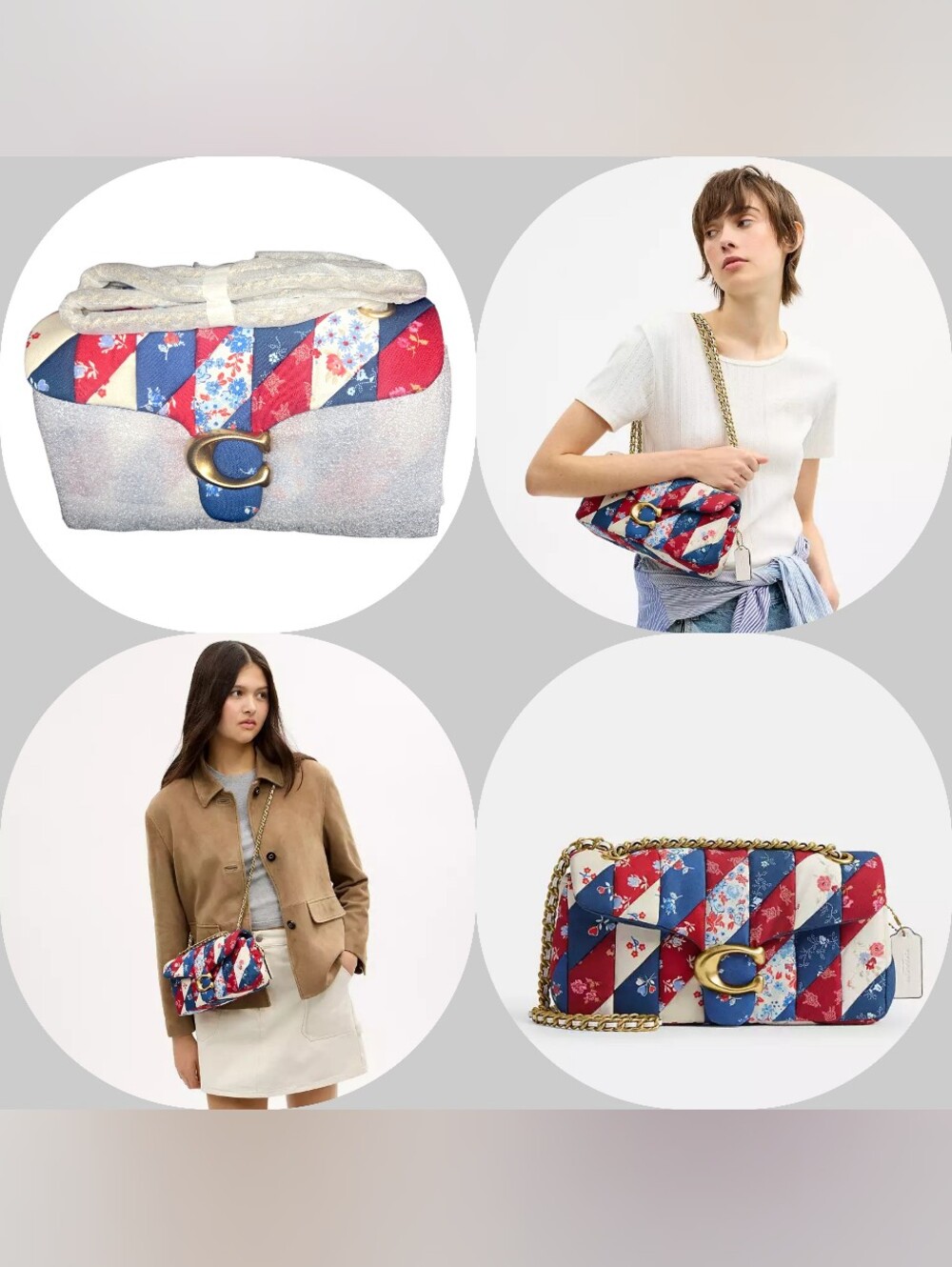 Coach Tabby 26 Limited Edition Americana Shoulder Bag Quilted Brass Red Blue